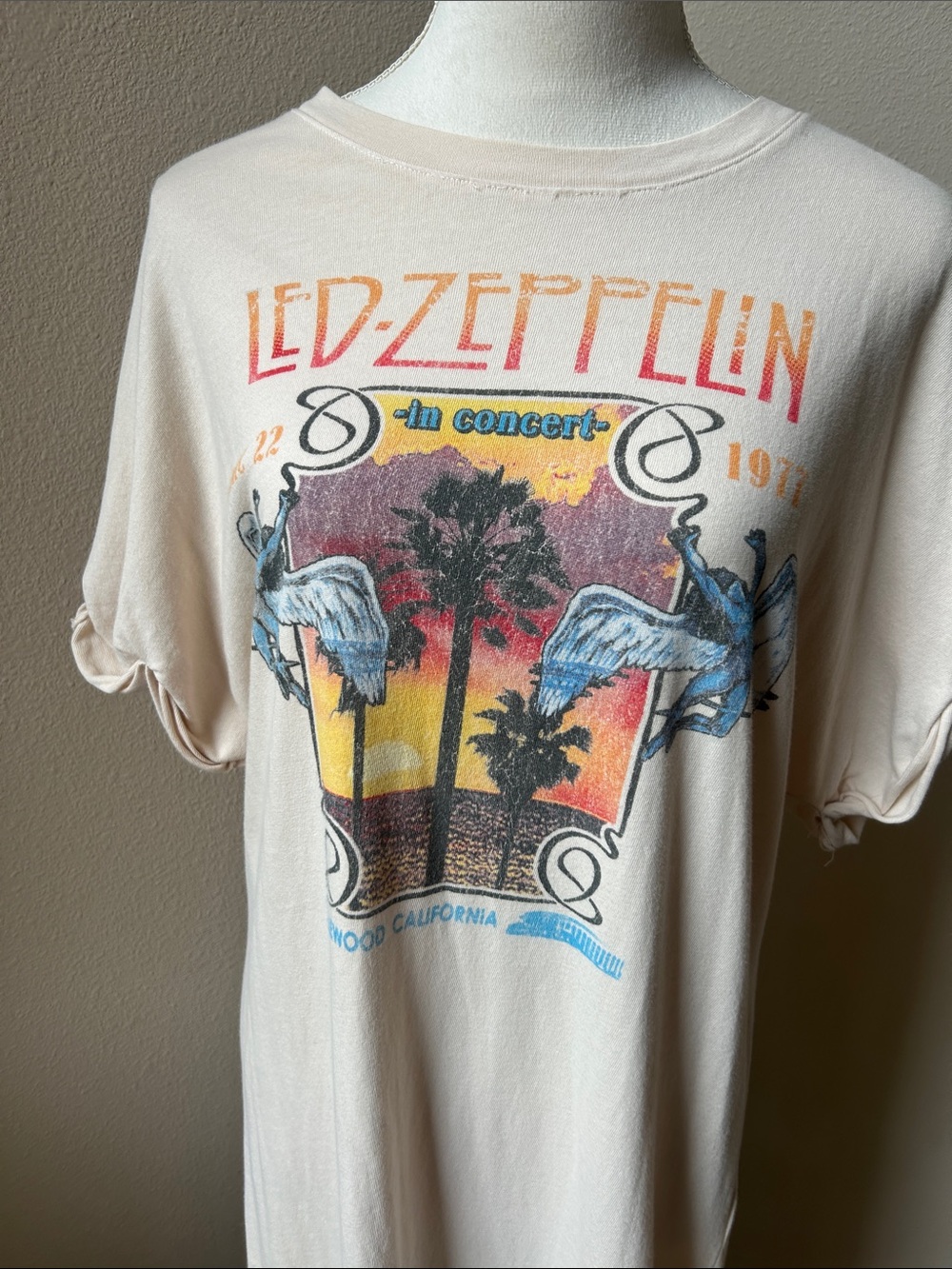 Free People DayDreamer Led Zeppelin tshirt dress size L - Picture 3 of 6